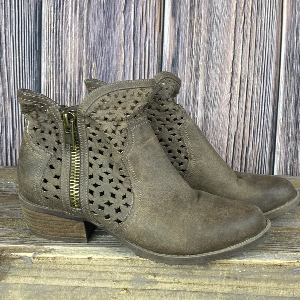 Not Rated Brown Side Zip Booties- Size 10